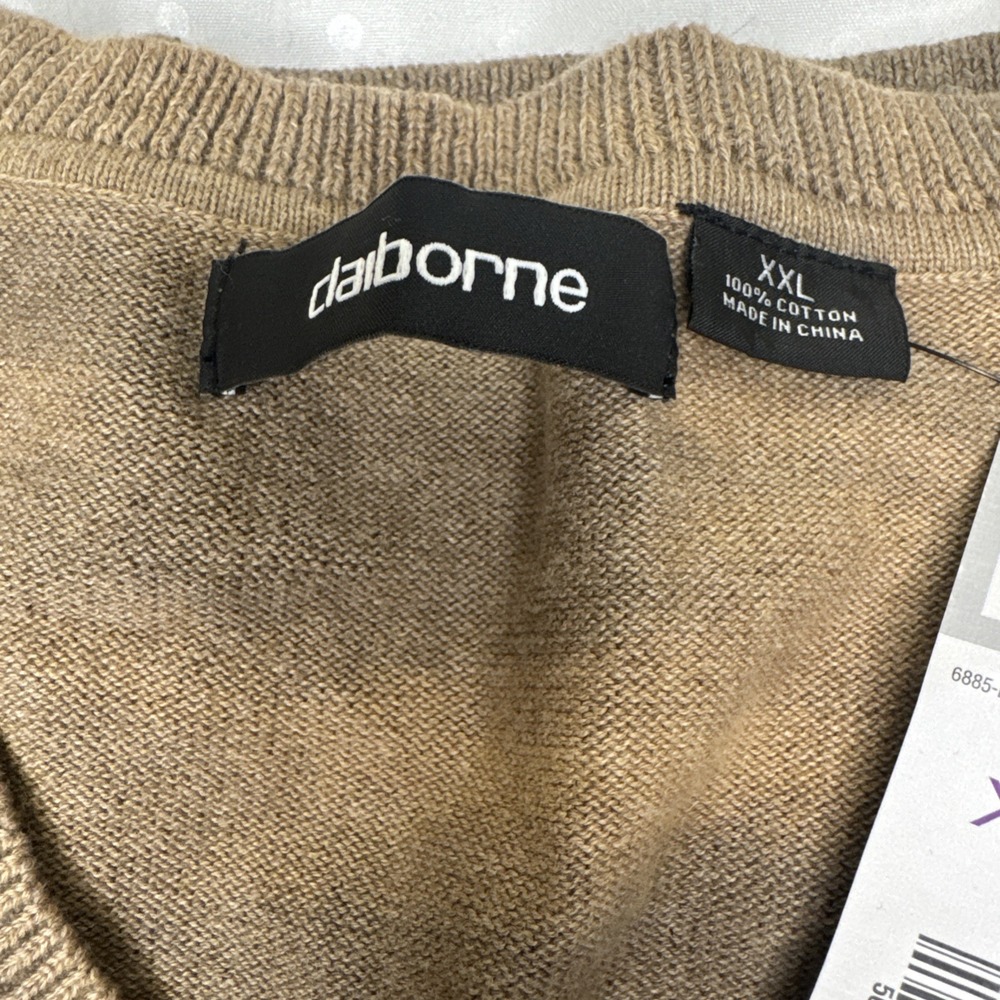 Liz Claiborne Men's Size‎ XXL Long Sleeve Sweater Brown Argyle 100% Cotton - Picture 4 of 4